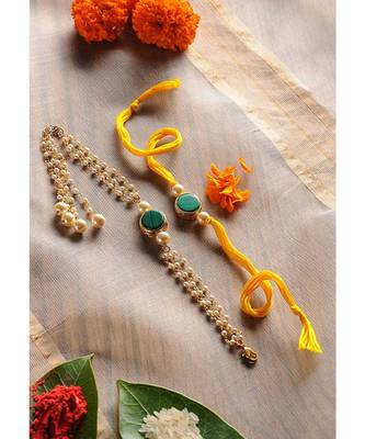 Handmade Marble Stone Rakhi And Lumba Set 1