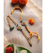 Handmade Kundan Pearl Work Rakhi And Lumba Set