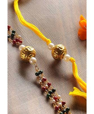 Handmade Beaded Rakhi And Lumba Set 2