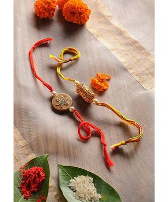 Handmade Kundan Thewa Rakhis - Set Of 2 1