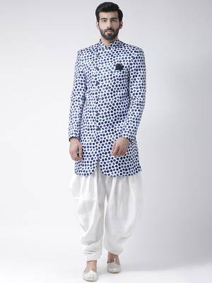 White Printed Polyester Stitched Indo Western Dresses 1