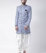 White Printed Polyester Stitched Indo Western Dresses