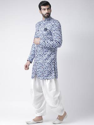 White Printed Polyester Stitched Indo Western Dresses 2