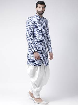 White Printed Polyester Stitched Indo Western Dresses 3