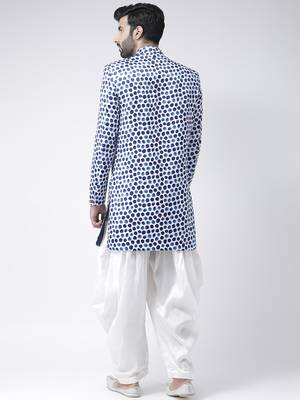 White Printed Polyester Stitched Indo Western Dresses 4