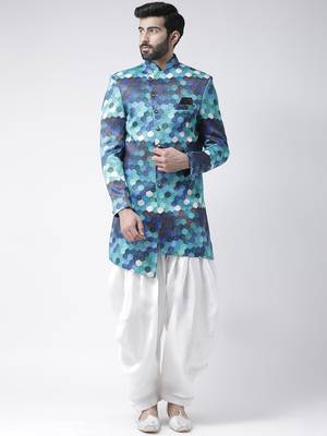 White Printed Polyester Stitched Indo Western Dresses 1