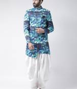 White Printed Polyester Stitched Indo Western Dresses
