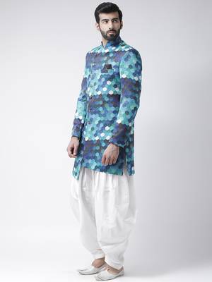 White Printed Polyester Stitched Indo Western Dresses 2
