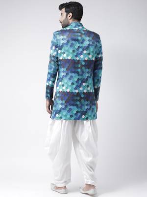 White Printed Polyester Stitched Indo Western Dresses 4