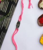 Pink Handcrafted Rakhi With Mirror Work