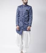 Blue Printed Polyester Stitched Indo Western Dresses