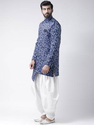 Blue Printed Polyester Stitched Indo Western Dresses 2