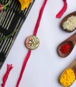 Pink Handpainted Kundan Inspired Meenakari Rakhi