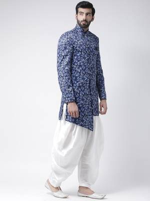 Blue Printed Polyester Stitched Indo Western Dresses 3