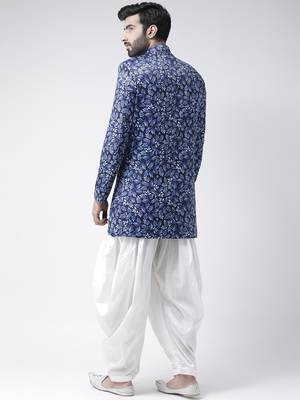 Blue Printed Polyester Stitched Indo Western Dresses 4