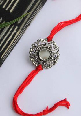 Red Handcrafted Rakhi With Mirror Work 2