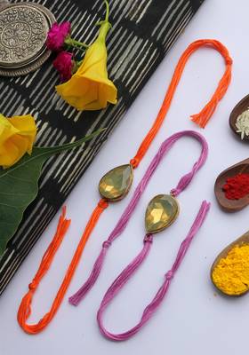 Orange Purple Handcrafted Crystal Rakhis 1