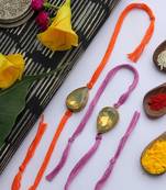 Orange Purple Handcrafted Crystal Rakhis