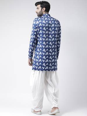 Blue Printed Polyester Stitched Indo Western Dresses 4