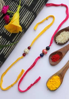 Multicolored Handcrafted Meenakari Rakhis (Set Of 2) 1