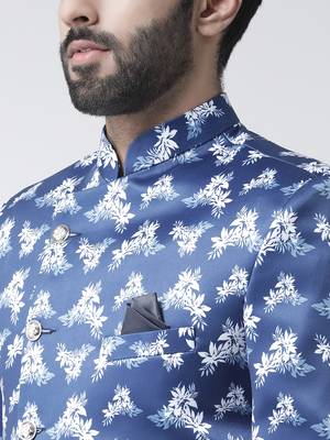 Blue Printed Polyester Stitched Indo Western Dresses 5
