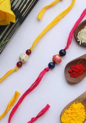 Multicolored Handcrafted Meenakari Rakhis (Set Of 2) 2