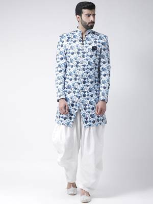 White Printed Polyester Stitched Indo Western Dresses 1
