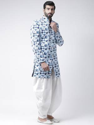 White Printed Polyester Stitched Indo Western Dresses 2