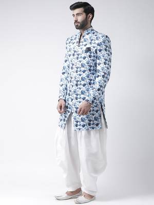 White Printed Polyester Stitched Indo Western Dresses 3