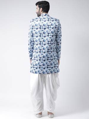 White Printed Polyester Stitched Indo Western Dresses 4