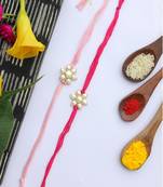 Pink Handcrafted Mother Of Pearl Rakhis (Set Of 2)