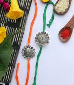Orange Green Handcrafted Rakhis (Set Of 2)