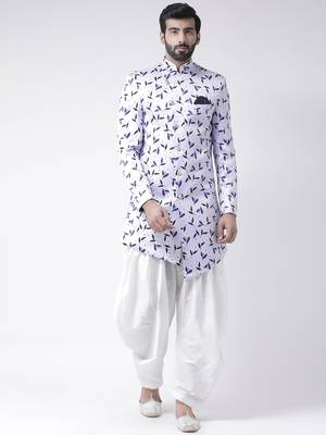Blue Printed Polyester Stitched Indo Western Dresses 1
