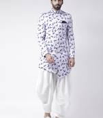 Blue Printed Polyester Stitched Indo Western Dresses