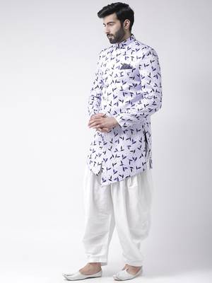 Blue Printed Polyester Stitched Indo Western Dresses 2