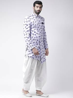 Blue Printed Polyester Stitched Indo Western Dresses 3
