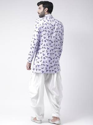 Blue Printed Polyester Stitched Indo Western Dresses 4