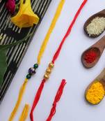 Red Yellow Handcrafted Meenakari Rakhis (Set Of 2)