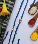 Blue Handcrafted Kundan Inspired Rakhis (Set Of 2)