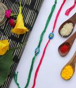 Green Pink Handcrafted Kundan Inspired Rakhis (Set Of 2)
