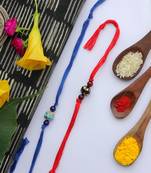 Red Blue Handcrafted Meenakari Rakhis (Set Of 2)