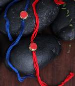 Red Blue Handcrafted Marble Rakhis (Set Of 2)