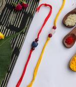 Red Yellow Handcrafted Rakhis (Set Of 2)