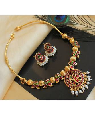 Beautiful Kemp Green Mango Designer Necklace Set 1