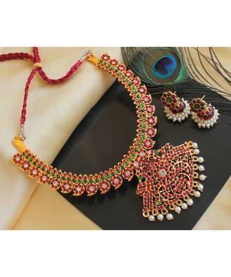 Beautiful Kemp Green Mango Designer Necklace Set 1