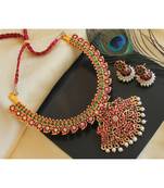 Beautiful Kemp Green Mango Designer Necklace Set