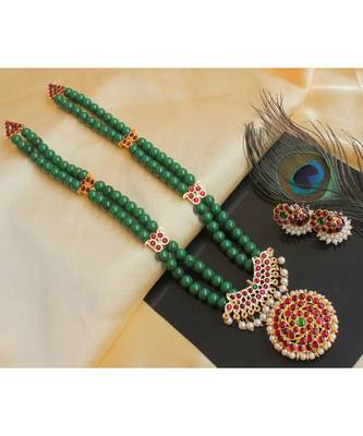 Beautiful Kemp Green Pearl Designer Necklace Set 1
