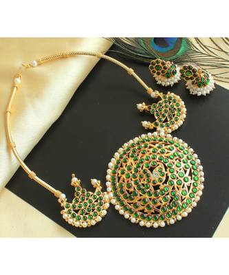 Beautiful Green Moon Designer Necklace Set 1