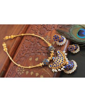 Beautiful Blue Pearl Designer Necklace Set 1