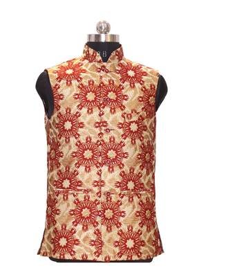 Jodhpuri Men's Red colour nehru jacket 1